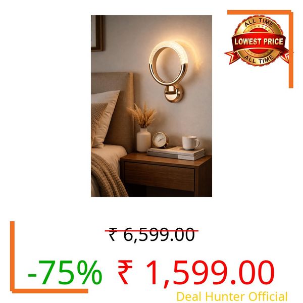 FILLISKA Luxurious Acrylic Crystal Wall Lamp with Adjustable Colour Changing Function, Elegant Finish (Rosegold CrystalRound-BD20229)(1 Year Warranty)