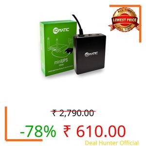 IQMATIC Mini UPS | Up to 4 Hours Backup with 12 Months Warranty | Compact UPS for 12V (0.5A-3A) WiFi Router & Broadband Modem | Zero Lag Power Backup for Power Cuts