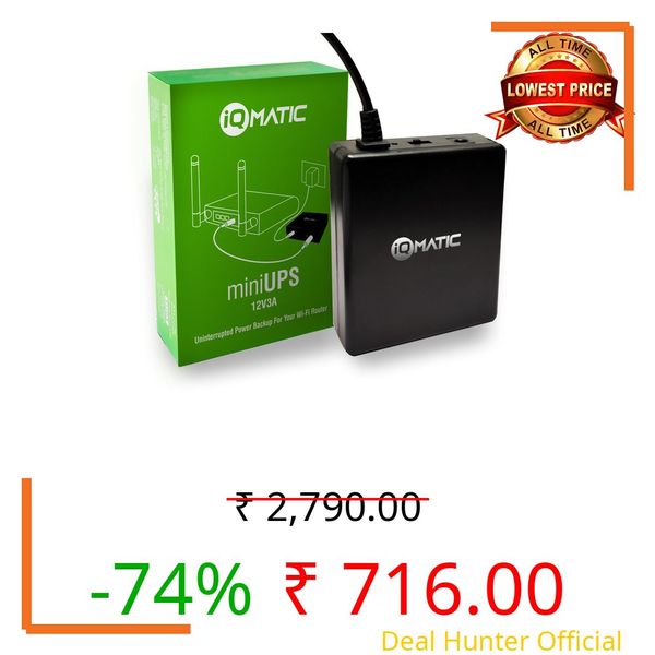 IQMATIC Mini UPS | Up to 4 Hours Backup with 12 Months Warranty | Compact UPS for 12V (0.5A-3A) WiFi Router & Broadband Modem | Zero Lag Power Backup for Power Cuts
