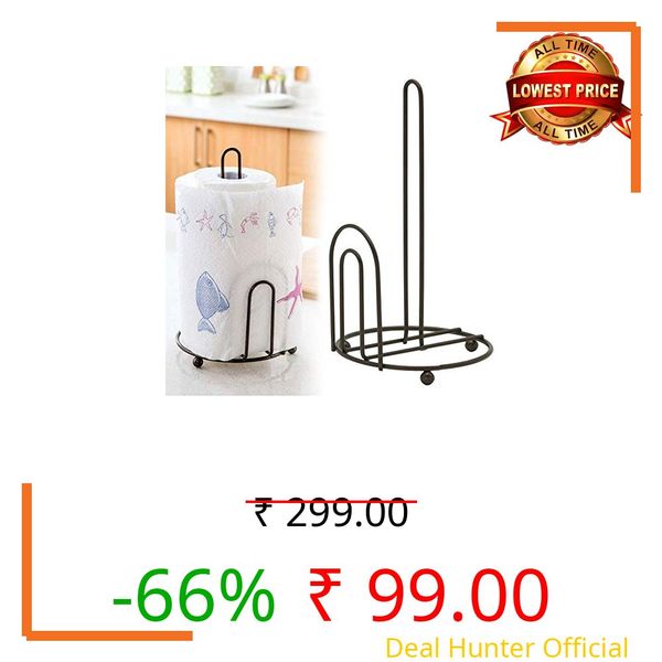 WOOD ART STORE Metal Black Tissue Roll Paper Holder/Paper Towel Holder for Home, Paper Roll Dispenser for Bathroom and Dining Table (U Shape)