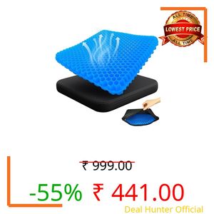 Gel Seat Cushion,Soft Sitter Honeycomb Ergonomic Cushion Cool Gel Cushion Large Double Thick Gel Cushion with Cloth Cover Pressure Pain Relief Breathable Seat Cushion for Office Chair,Car,Wheelchair