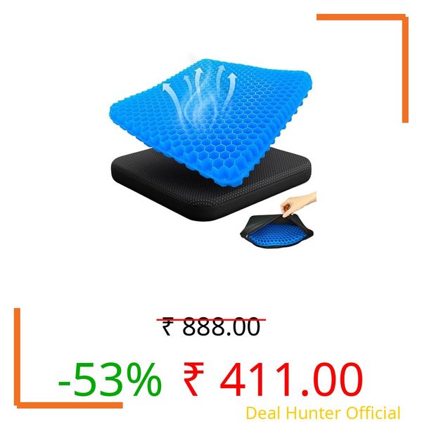 Gel Seat Cushion,Soft Sitter Honeycomb Ergonomic Cushion Cool Gel Cushion Large Double Thick Gel Cushion with Cloth Cover Pressure Pain Relief Breathable Seat Cushion for Office Chair,Car,Wheelchair