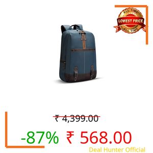 Gear Classic 4 19"/31L Medium Faux Leather Water Resistant Anti Theft Laptop Backpack | Casual Backpack | Daypack | Travel Backpack | College Bag For Men/Women (Teal - Brown)