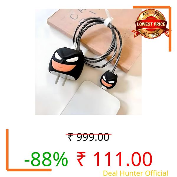 VEROX 3D Pattern Compatible with Apple Charger Protector iPhone Charger Case and Adapter Cover Wire Cover for 18W & 20W | Cute Case Protector -Batman