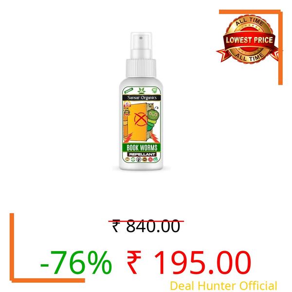 Sansar Organics® Book Worms Repellants Liquid Spray, Removes book worms instantly and prevents further infections | Natural Herbal Formula I Non-Toxic, and Biodegradable | Irritant-Free. (200 ml)