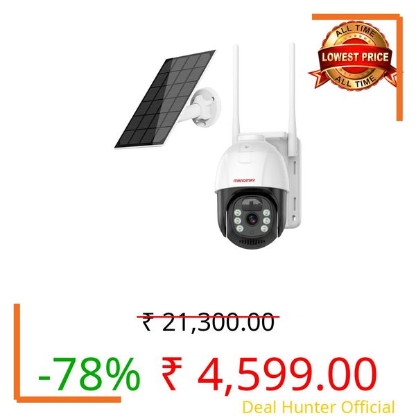 MANOMAY 4G Sim 4Mp Solar Powered CCTV Outdoor Security Camera with Solar Panel Built-in Battery | Surveillance for Agriculture | Remote Area | Construction Site | Garden (4MP 4G Solar Pan Tilt)