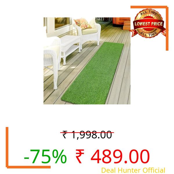 PL Homes Artificial Green Grass Carpet Mat for Balcony Floor, Lawn, Terrace Door Entrance Mats - 1.5x6 feet