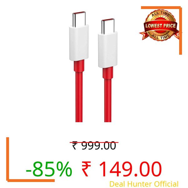 One Plus Original Type C to C Cable 80W Dash,Warp,SuperVooc Charging Data Cable Type-C [10V/6.5A] Compatible with OnePlus 11/11R 5G/10R/10T/9/9R/9 Pro/9RT/8T Nord, USB-C Charger Adapter Cord