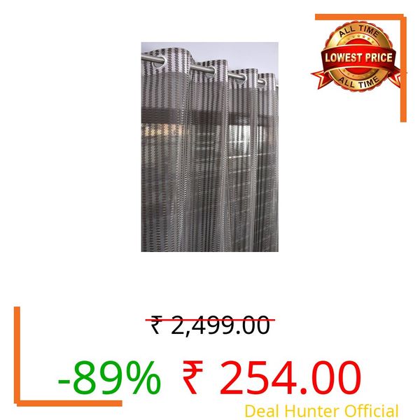 GOYTEX Premium Polyester Zigzag Net Sheer Transparent Curtains Pack of 2 for Window and Door Curtains 6 Feet Long Set of 2 (4 Feet x 6 Feet, Grey)