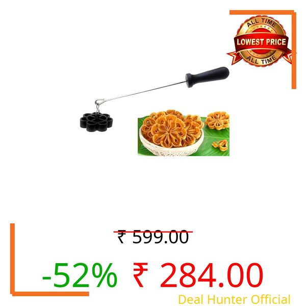 Ervio Non Stick Rose Cookie Maker | Achappam Sweet Achu Murukku Mold | Gulabi Puvvulu Traditional Festival Sweets & Snacks Shaper | Easy Use Kitchen Tool for Crispy Cookies