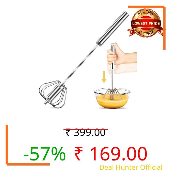 DLEST Hand Blender | Stainless Steel Automatic Blender | Hand Blender for Kitchen | Butter Milk & Lassi Maker | Mixer Hand Blender | Egg Beater Mixer | Silver 9inch