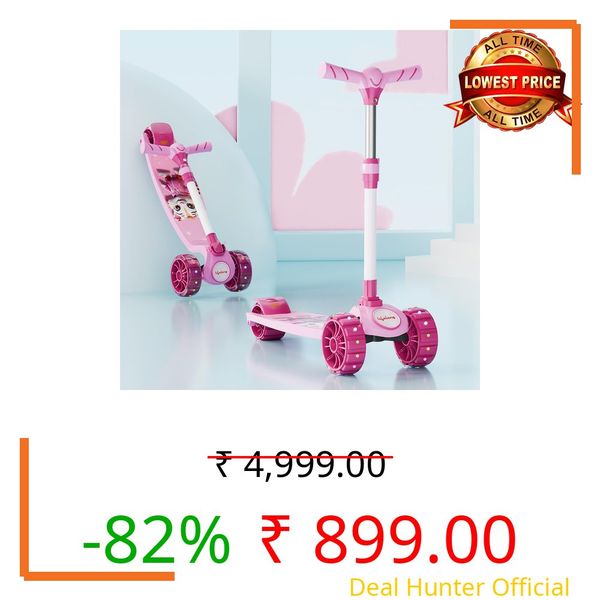 Lifelong Scooter for Kids 3+ Years - Foldable Kids with PVC Wheels & Adjustable Height - Kick Capacity 50kg- Baby Toys for 3+ Year Old boy & Girl - Skate (LLKS17)