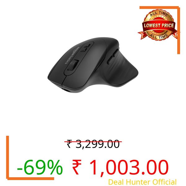 amazon basics Pro Series 650 mAh Wireless Rechargeable Ergonomic Mouse for PC, Mac, Laptop | 3 Adjustable DPI Settings Up to 1600 | Shortcut Buttons | Tri-Mode connectivity (Black)