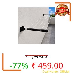 Heavy Duty 5 Layer Wall Mounted Cloth Drying Stand for Balcony | Foldable Clothes Drying Rack with 40 Ft Rope | Space Saving Wall Mount Laundry Dryer for Home, Bathroom & Utility Area (Black)