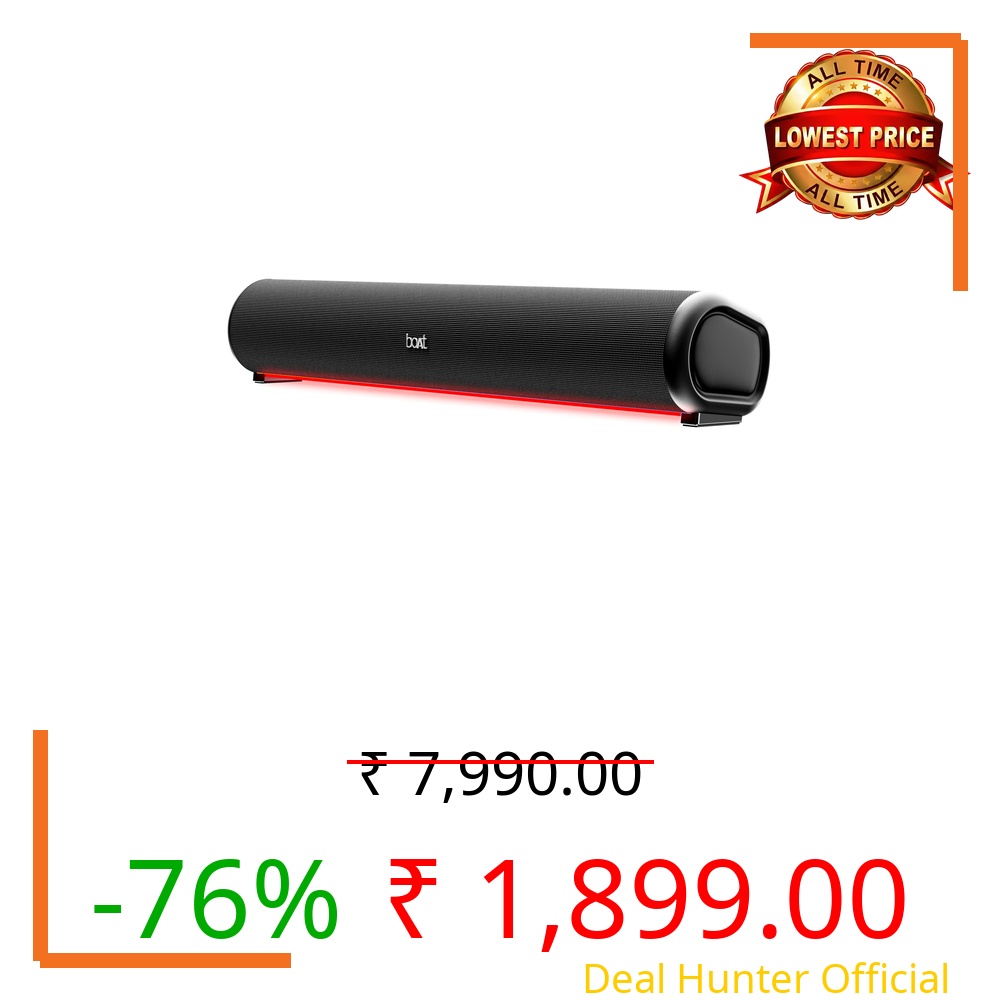 boAt Aavante Bar 950 Bluetooth Soundbar w/ 40W Signature Sound,RGB,Dual Passive Radiators, Up to 7 hrs Playback, Free Music Streaming on JioSaavn, Bluetooth Sound Bar, Soundbar Speaker (Premium Black)