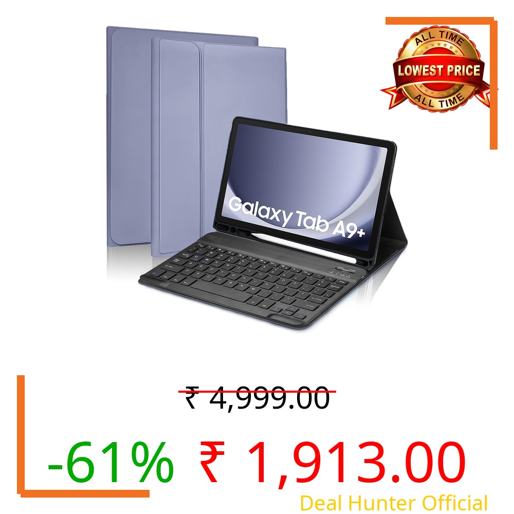 ProElite Keyboard case Cover for Samsung Galaxy Tab A9 Plus 11 inch with S Pen Holder Magnetic Detachable Wireless Bluetooth Keyboard Case, Lavender