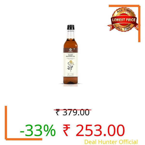 Gyros Organic Farms Cold Pressed Black Mustard Oil 500ml | Plastic Bottle | No Chemical | Kacchi Ghani | Chekku | Sarso Tel | Good for Heart | Cholesterol Free | 100+ Lab-Tested Quality