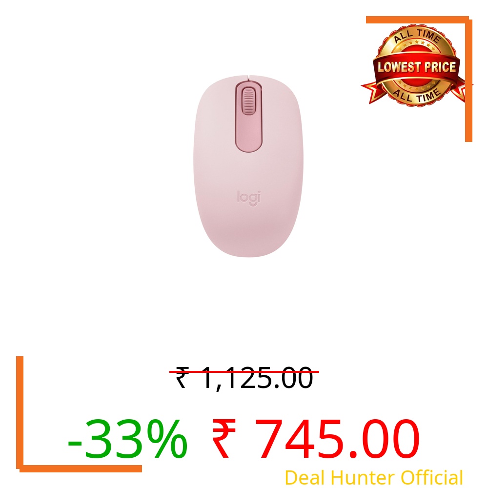 Logitech M196 Bluetooth Wireless Mouse, Compact and Portable Mouse for Laptops, Tablets and More, 12-Month Battery, Smooth Tracking, Compatible with PC and Mac, Windows and macOS - Rose