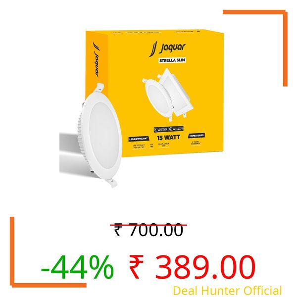 Jaquar Polycarbonate Strella Slim 15W Round Recess Down Light - Natural White, Energy Efficient LED Ceiling Light for Home and Office (Pack of 1)