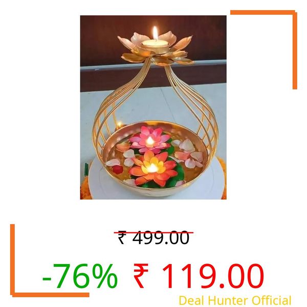 SPARKLINE CO. Handcrafted Diya Shape Flower Decorative Urli Bowl for Home Perfect for Floating Flowers and Tea Light Candles Ideal Home and Table Decor Diwali Decoration Items Potpourri Bowl