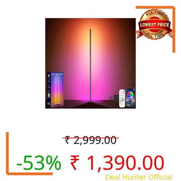 GIPOYENT Corner Floor Lamp, RGB LED Corner Lights, Smart App and Remote Control Ambience Light with Music Sync, LED Lamp with 16 Million Colors for Bedroom, Living Room Gaming Room