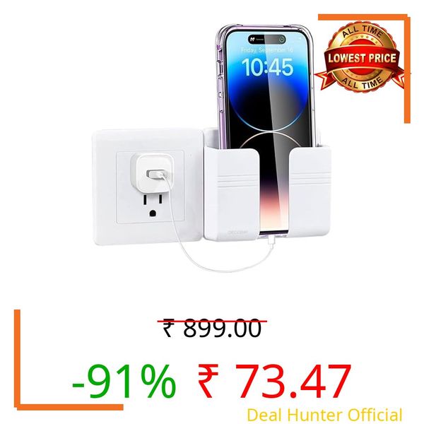 EDNITA Mobile Phone Charging Stand | Phone Stand with Self Adhesive Phone Holder for Shower, Multi-Functional Storage Holder, Bedside Fixed Rack, Bedroom, Office Accessories (Pack of-1 White)
