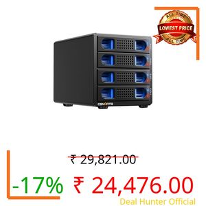 CENMATE 4 Bay Hard Drive Enclosure with Cooling Fan for 2.5/3.5" SATA HDD/SSD with USB A/C 3.0 Cable, Tool-Free HDD Enclosure, 3.5 Hard Drive Enclosure Support 72TB Capacity(NO RAID/NAS)