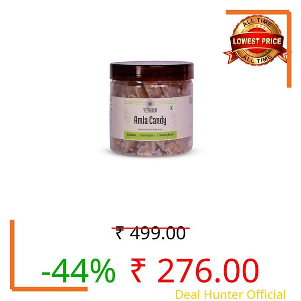 Vilaas Dried Amla Candy 600gm | Organic Indian Gooseberry for Eating | Tangy Sweet Taste | Traditional After Meal Mouth Freshener | Naturally Dried Amla Snack | No Artificial Preservative