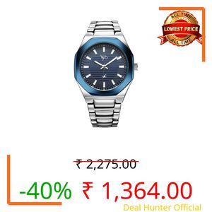 Fastrack Vyb Quartz Analog Navy Blue Dial Steel Genuine Leather Strap Watch for Men-FV30012KM02W