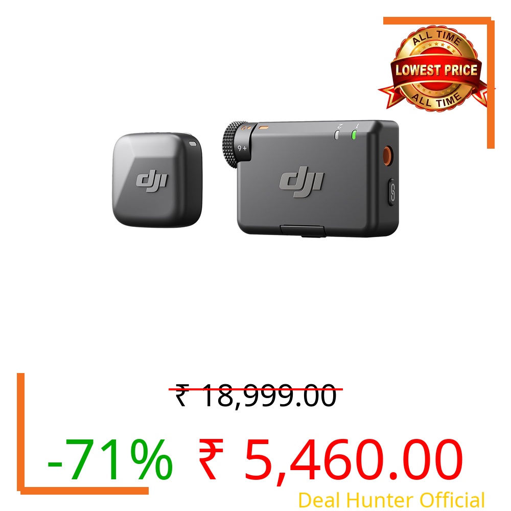 DJI Mic Mini (1 TX + 1 RX), Ultralight, Detail-Rich Audio, Noise Cancelling, Automatic Limiting, Wireless Microphone for Camera/iPhone/Android, Vlog, Streaming, 400m Transmission