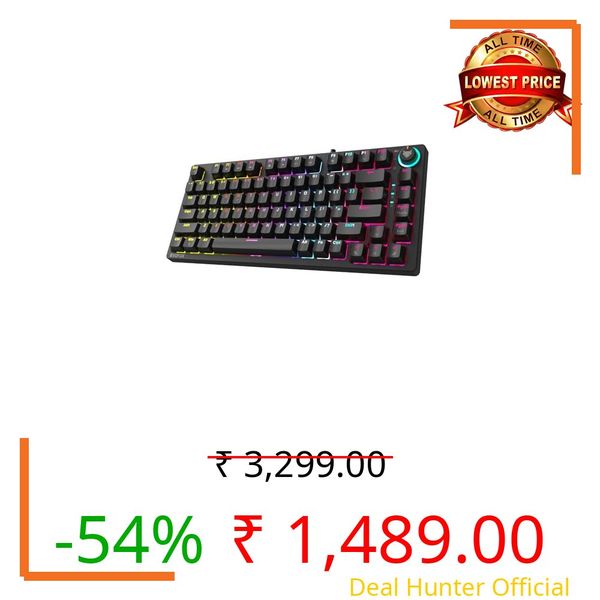 EvoFox Katana X2 TKL Mechanical Gaming Keyboard | 3‑Pin Replaceable Clicky Blue Switches, Dynamic Backlighting, All Keys Anti‑Ghosting, Volume Knob, Copilot, Xbox Gamebar, Screenshot & More (Black)