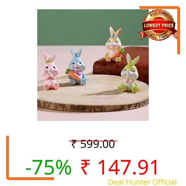 Cortina Resin Small Baby Rabbits Statue for Home Decor - Aesthetic Home Decor Items - Showpiece for Home Decorative Sculpture for Home Decor & Office Decor - 3.5x2x5.5 CM