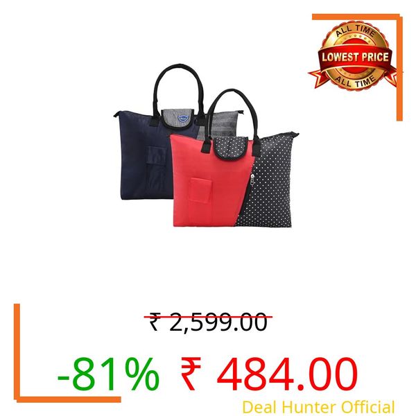 Kuber Industries Pack of 2 Foldable Shopping Bags For Women with 3 Small Pockets | Thick Grocery/Vegetable Bags For Market | Teddy Bear Print - Blue