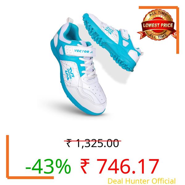 Vector X Bouncer 2.0 Cricket Shoes for Men's – Fast Strap Sporty Synthetic Upper & Mesh|PVC & Rubber Sole Stud, Lightweight, Comfort & Durability Shoe for All-Round Performance (White-Seagreen) Size 8