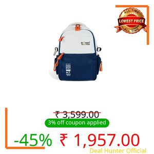 MONKEY TROOPERS Bouje Laptop Backpack Bag For Men Women Girls Boys, college, school, office, travel, casual, 15.6-inch,Quick Access & Zippered Pockets, 27 Litre, Water Resistant (White/Navy)