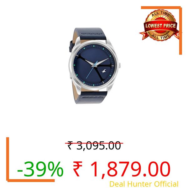 Fastrack MetaWe Quartz Analog Blue Dial Blue Leather Strap Watch for Guys - NT3273SL03