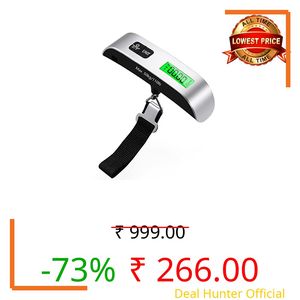 Blendura Luggage Scale, Portable Digital Travel with Temperature Sensor, Hanging Scale, Tare Function, Practical for Travel, Outdoor, up to 50 kg, Silver