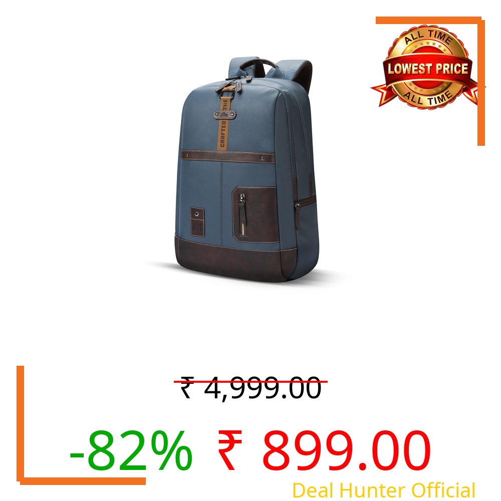 Gear Classic 6 18"/31L Antitheft Large Faux Leather Water Resistant Laptop backpack/Laptop backpack/Casual Backpack/Daypack/Travel Backpack/College Bag For Men/Women(Teal-Brown)