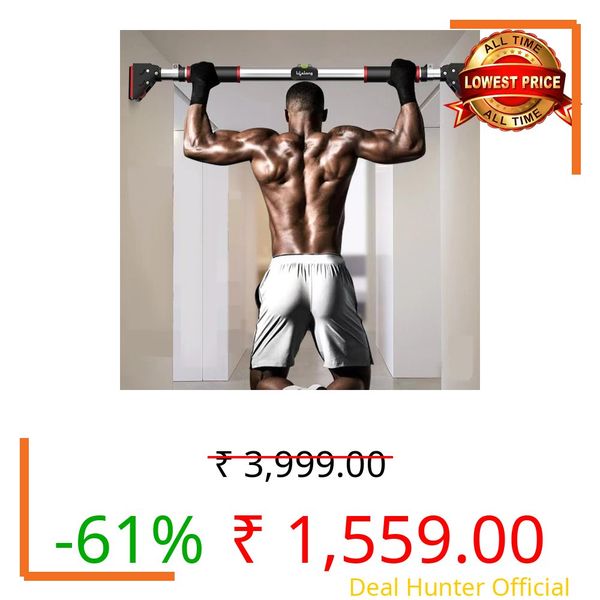 Lifelong Pull Up Bar for Home -Adjustable Rod 75cm to 92cm width, wall mounted without screws -Door Pull up bar to Increase Height -Exercise equipment for Home Gym weight capacity 200Kgs