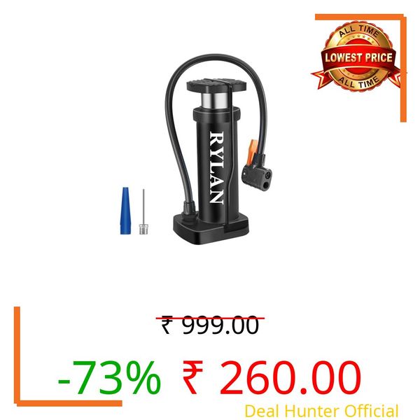Rylan Bicycle and Bike Foot Balloon Pump Machine for Football, Cycle Tyre