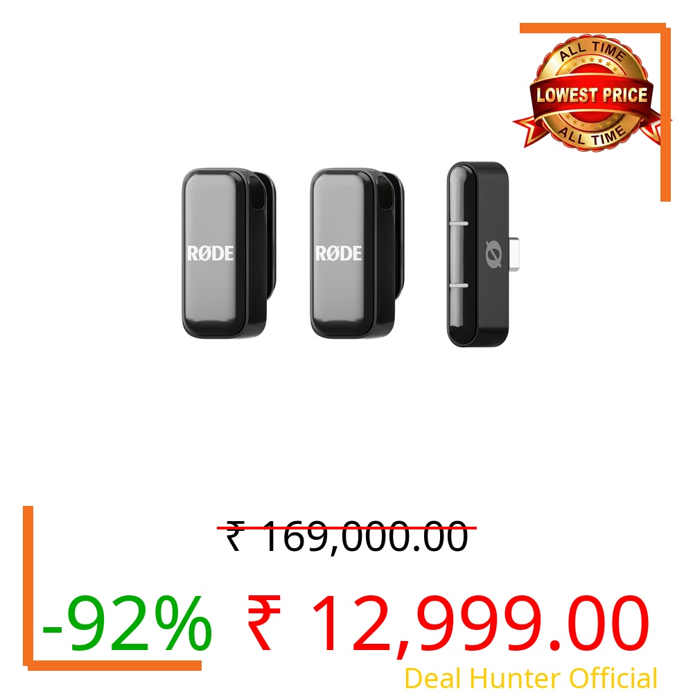 Rode Wireless Micro - Compact Wireless Microphone, Two Mics with Charge Case for Smartphone Content Creation - USB-C, Black