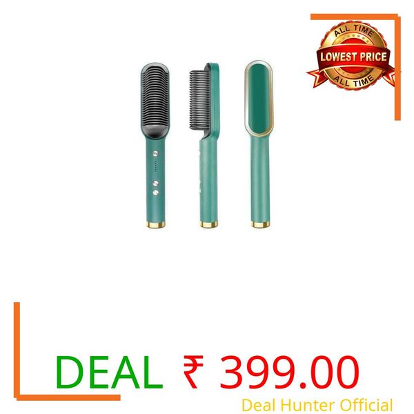 Kraftobotic Hair Electric 3 In 1 Comb Brush Ceramic Fast Hair Straightener For Women's Legend Of Korra Hair Straightening Brush With Lcd Screen, Temperature Control Display (Medium), Multicolored