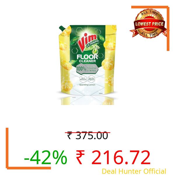 Vim Floor Cleaner: 1.8L | Sparkling Lemon | 100% Removal of stains for complete clean floors & long lasting fragrance