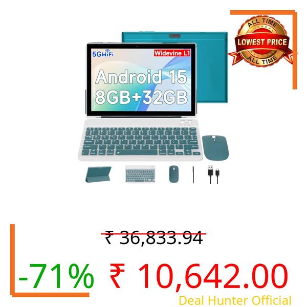 10" Android 15 Tablet, 2-in-1 Tablets with Keyboard/Mouse/Cap/Optical Pencil, 8GB RAM + 32GB ROM/1TB Expand Tablet, 1.8GHz Quad-Core Processor, HD Touch Screen