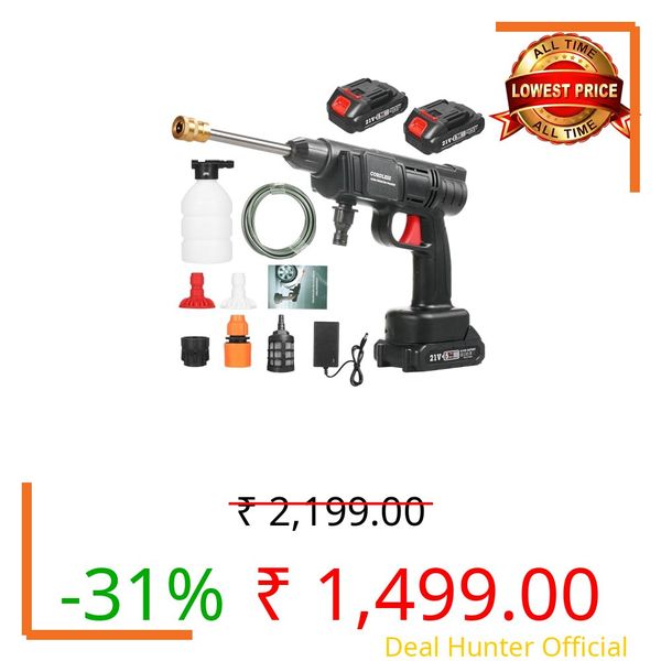 Mulcort 24.5 Bar/350 PSI Cordless Car Pressure Washer Portable Cordless Pressure Washer 1500mAh x 2 Battery Powered High Pressure Washer for Car Home Garden