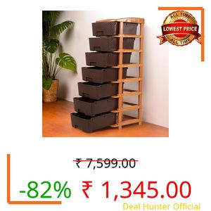 Kuber Industries 7-Layer & 57 Ltr Modular Drawer Storage Organizer | Easy-to-Clean Books Clothes & Toys Organizer for Kids Room Bathroom & Parlour | Chocolate Brown