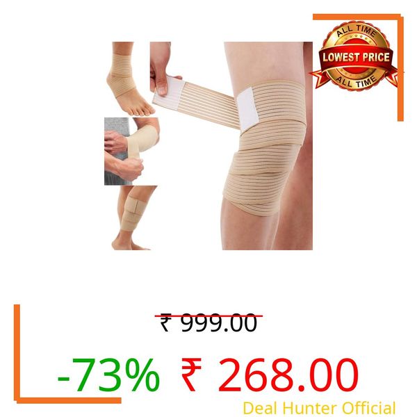 FITPUT 2PCS Extra Long Elastic Knee Wrap Compression Bandage Brace Support for Legs, Plantar Fasciitis, Stabilising Ligaments, Joint Pain (Beige), Arthritis