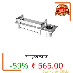 Pivalo 3 in 1 304 Grade Stainless Steel Bathroom Shelf Multipurpose Home Accessories Organizer Set Corner Wall Mount Rack with Mirror Finish Holder for Towel Soap & Toothbrush (Pack of 1)