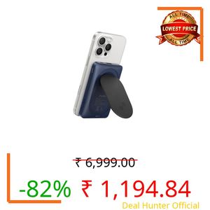 URBN 10000Mah Sleek Magsafe Power Bank With Kickstand | 15W Fast Wireless & 20W Wired Charging | Strong Magnetic Hold | Dual Input Lightning Triple Output|Pass-Through Charging (Blue) USB Type-C Input