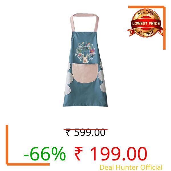 OTISTORES Kitchen Aprons for Women - Waterproof Cooking Apron with Pocket - Oil Proof, Adjustable, and Comfortable Apron for Home, Kitchen, Garden, Restaurant (Blue)